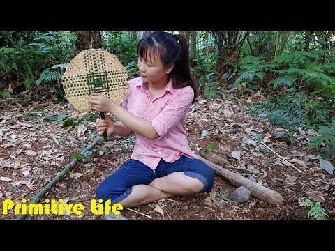 Primitive technology knit bamboo fan