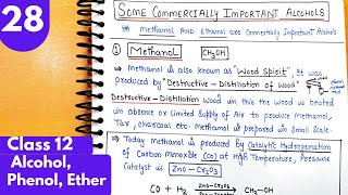 28) Some commercially important Alcohols| Ethanol and methanol| Alcohol phenol class12 chemistry