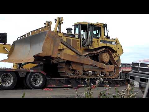 Cat D8R Unloading From Lowboy