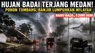 Download lagu MEDAN HIT BY STORM‼️ Giant Tree Falls, Residents Panic, Several Areas Paralyzed mp3