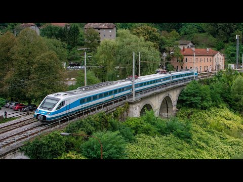 Trains in Slovenia 2022. Rail traffic in the Sava river valley.