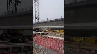 Instalan vigas de concreto para puente en Km 11.5 Carretera a El Salvador