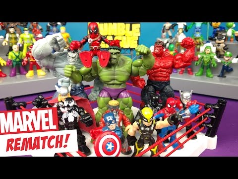 Marvel Superhero Toys REMATCH Shake RUMBLE with Spiderman, HULK & Avengers Toys // RUMBLE LEAGUE