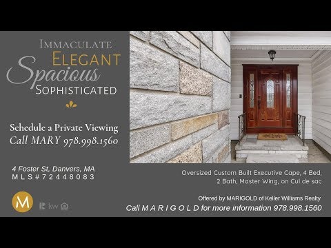Sophisticated, Elegant Home for Sale, Danvers MA, Custom Built Exec Cape, MLS#72448083