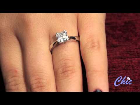 Royal Asscher cut cubic zirconia solitaire in platinum - Item #P7103