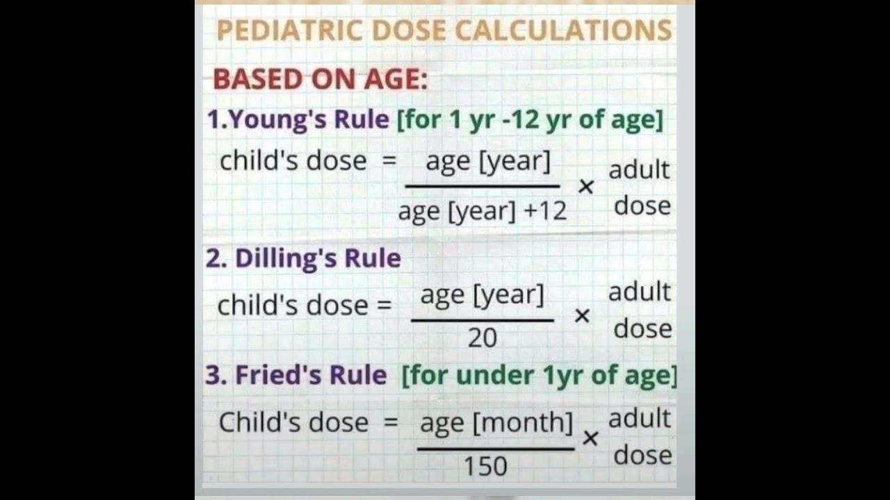 Dose calculation in pediatrics