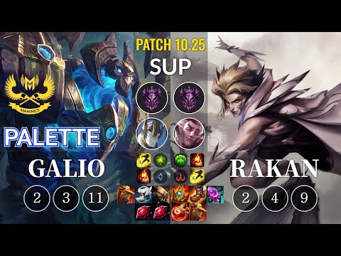 GAM Palette Galio vs Rakan Sup - KR Patch 10.25