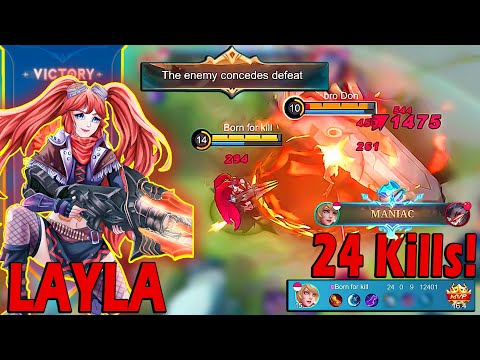 24 Kills + Maniac + Enemies Surrender | Unstoppable Layla Secret Build to make Enemies Surrender