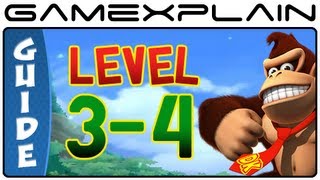 Donkey Kong Country Returns 3D: 3-4 Damp Dungeon (Puzzle Pieces, KONG Letters Guide, Walkthrough)