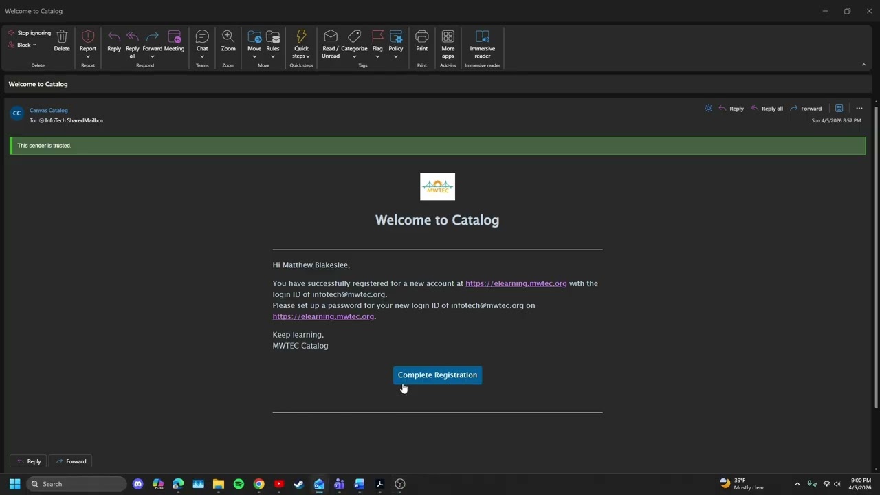 MWTEC Self Pay Program Registration Process