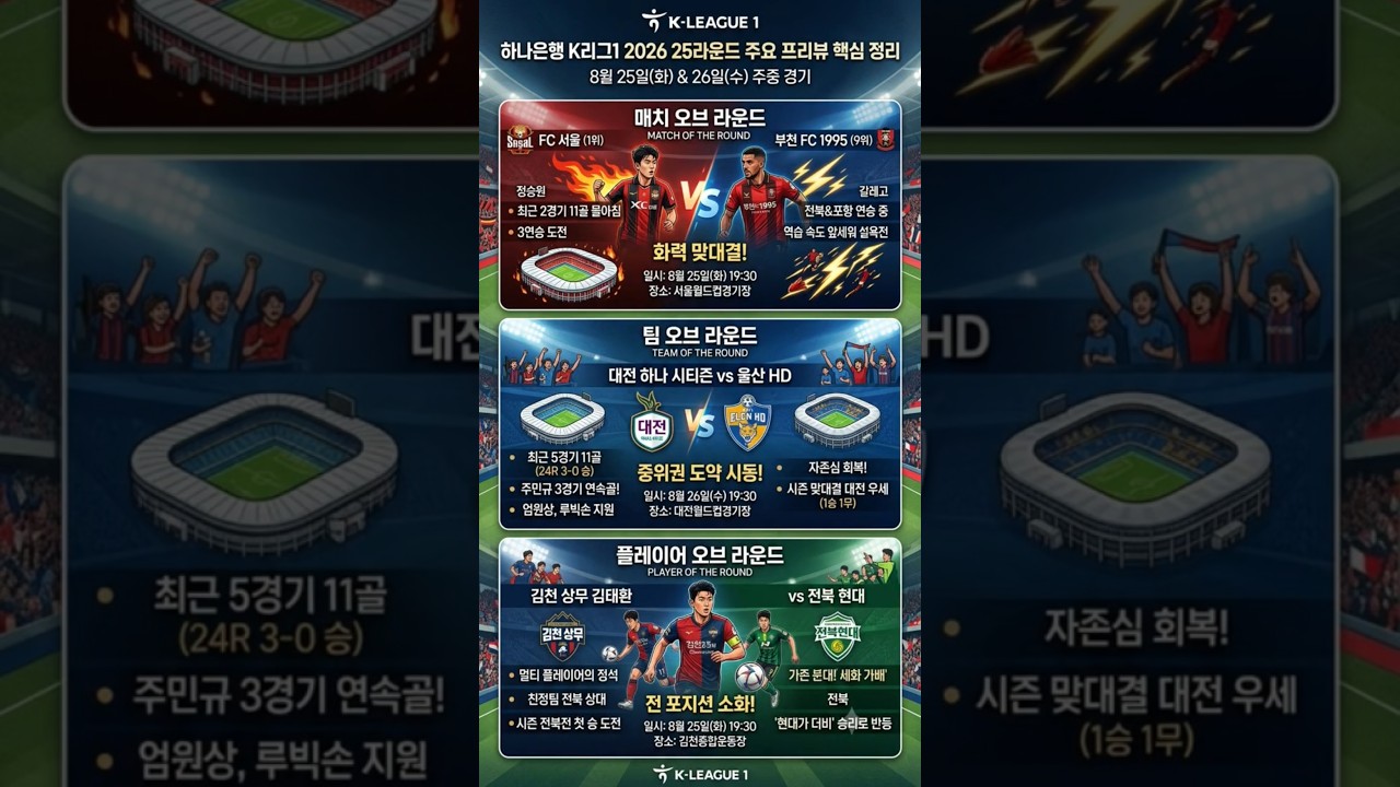 [K리그1 25R] 리그 독주 FC 서울 & 피 말리는 2위 싸움   #K리그1  리뷰 #K리그 #축구 서울 전북 강원 울산 안양 인천 포항 제주 대전 김천 부천 광주