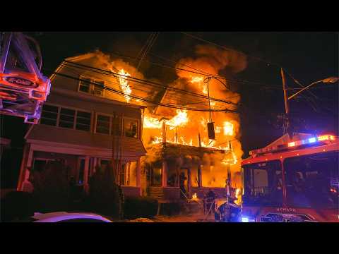 Fully Involved 2nd Alarm House Fire – Two Homes Burning Newark New Jersey 3/7/26