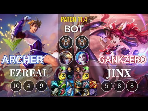 V3 Archer Ezreal vs GankZero Jinx Bot - KR Patch 11.4