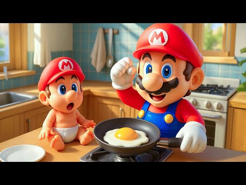 Junk Food? Baby Mario NEEDS Healthy Breakfast 🍳😋 Super Mario Odyssey Story