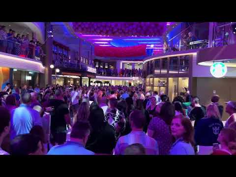 Dance party in the Royal Promenade on Icon of the Seas