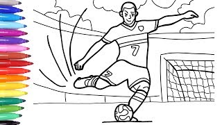 Sport Coloring Pages for Kids, How to Draw and Color a Soccer Player, Soccer Football ⚽