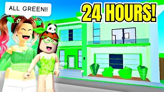 24 HOURS in an ALL GREEN Brookhaven World Mp4 3GP & Mp3