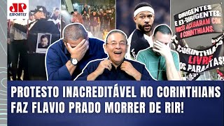 Inacreditável! Flavio Prado morre de rir com protesto no Corinthians