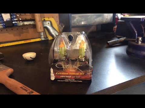 Yellow Hella bulbs 08-14 WRX STI with Lamin-X