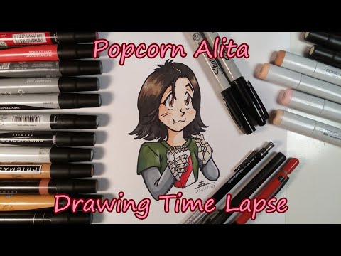 Popcorn Alita Battle Angel Drawing  - Time Lapse