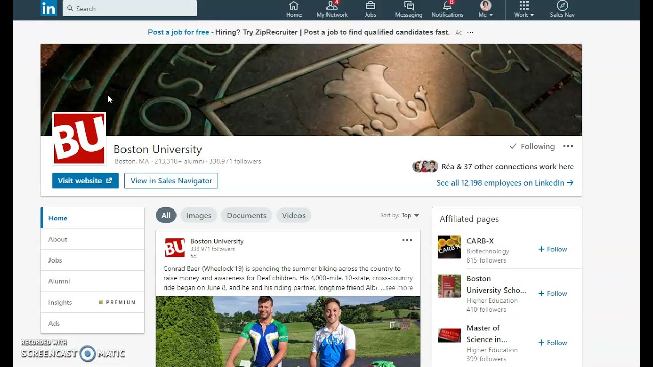 Messaging alumni through LinkedIn groups