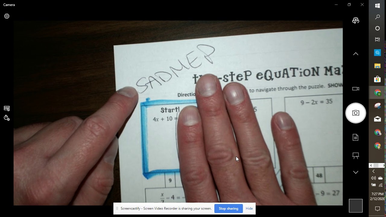 Two-step Equations Maze Worksheet - Instructions