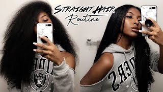 Curly To Straight Hair Tutorial | TRIMMING & NO FRIZZY ENDS!