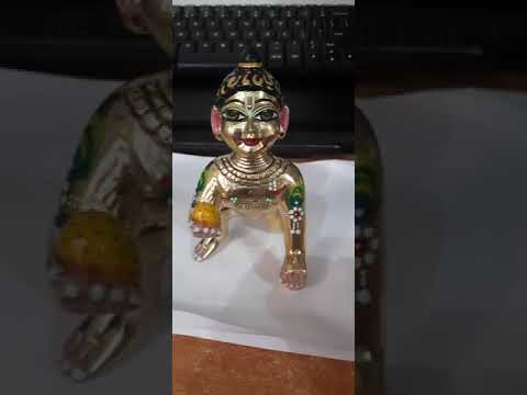 Brass gold plated laddu gopal statue, home
