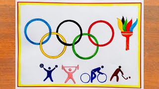 International Olympic Day Poster Drawing || World Olympic Day Poster Drawing Easy || Olympic Logo