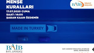 Menşe Kuralları Online Eğitim -  #BAİB #İHRACATKOÇLUĞU