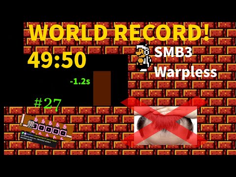 Super Mario Bros. 3 Any% Warpless Speedrun in 49:50 (World Record)