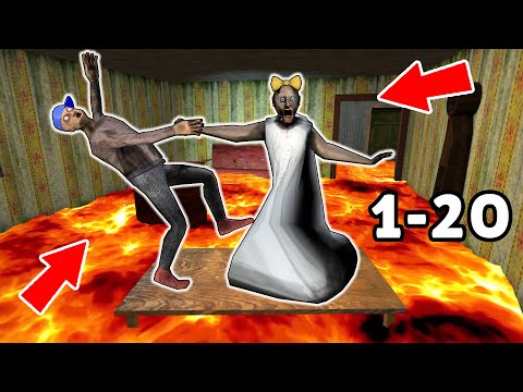 Granny vs *floor is lava* vs Grandpa - funny horror school animation (1-20 series in a row)
