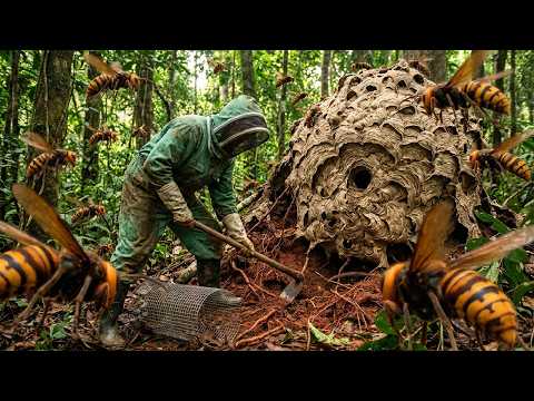 One Dig… And Hundreds of Hornets Came Out #hornetsnest  #waspnest #giantinsects #dangerousanimals