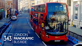 London Bus Ride | Route 343 | Aldgate to New Cross Gate across Tower Bridge over Thames River | 4K