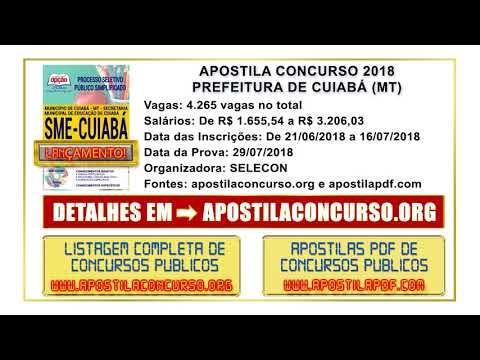 Apostila Concurso Prefeitura de Cuiabá 2018 PDF e Impressa