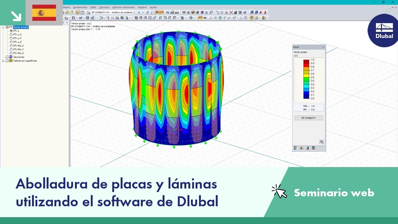 Abolladura de placas y láminas utilizando el software de Dlubal