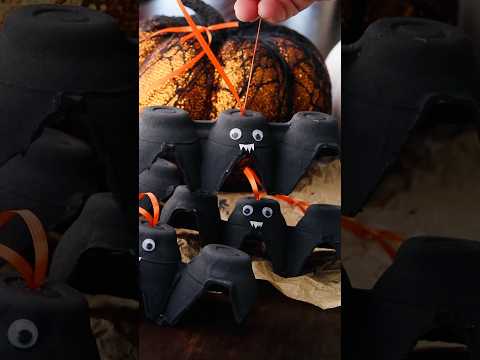 Save your egg cartons to make these cute and spooky egg carton bats! 🦇 #halloweencrafts