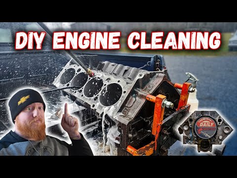Clean Your Engine Block At Home! I Pressure Wash My Junkyard Small Block Chevy! #chevy #diymechanic