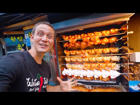 Korean Street Food - $15 ROAST CHICKEN Stuffed with Garlic + Ginseng in Seoul!!