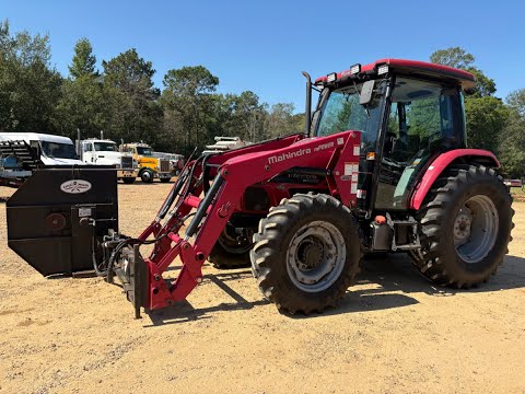 2014 Mahindra mPower 85P 4wd Enclosed Cab Tractor w/ Front-End Mounted Bush Hog