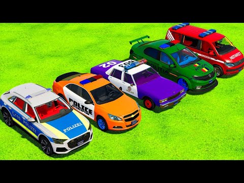 LOAD AND TRANSPORT POLICE CARS OF COLOUR WITH MAN TRUCKS! FARMING SIMULATOR 22