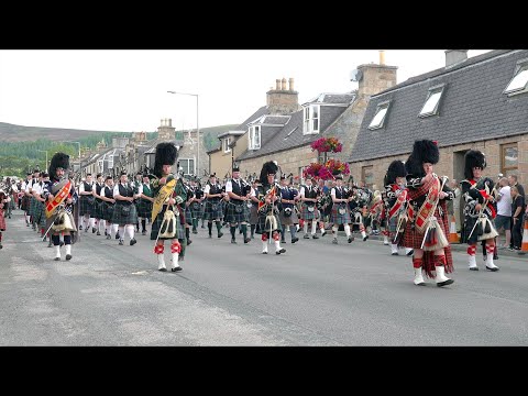 Scotland the Brave as the Massed Pipes and Drums march off after 2022 Dufftown Highland Games