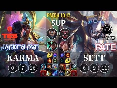 TES JackeyLove Karma vs IG Fate Sett Sup - KR Patch 10.17