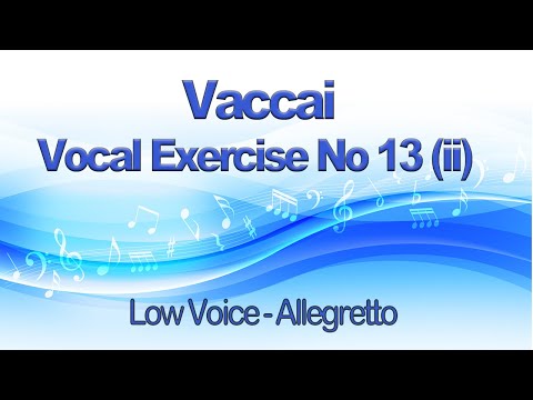 Vaccai Practical Method Lesson 13 XIII (ii) Allegretto Key Eb For Low Voice  for Alto and Bass