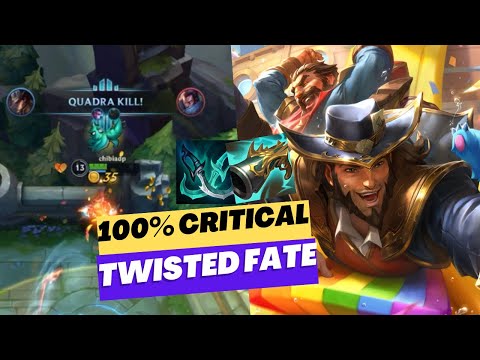 FULL CRITICAL TWISTED FATE BUILD WILD RIFT SUPER CARRY QUADRA KILL !