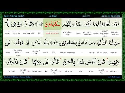 Surah 006 Al An'am   سورة الأنعام   The Cattles, Word by Word Highlighted Arabic+English