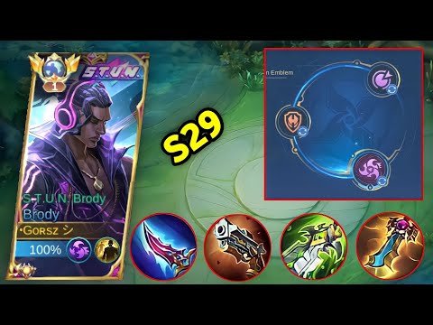 BRODY SEASON 29 MY BUILD AND EMBLEM FOR SOLO RANK GAME | MLBB