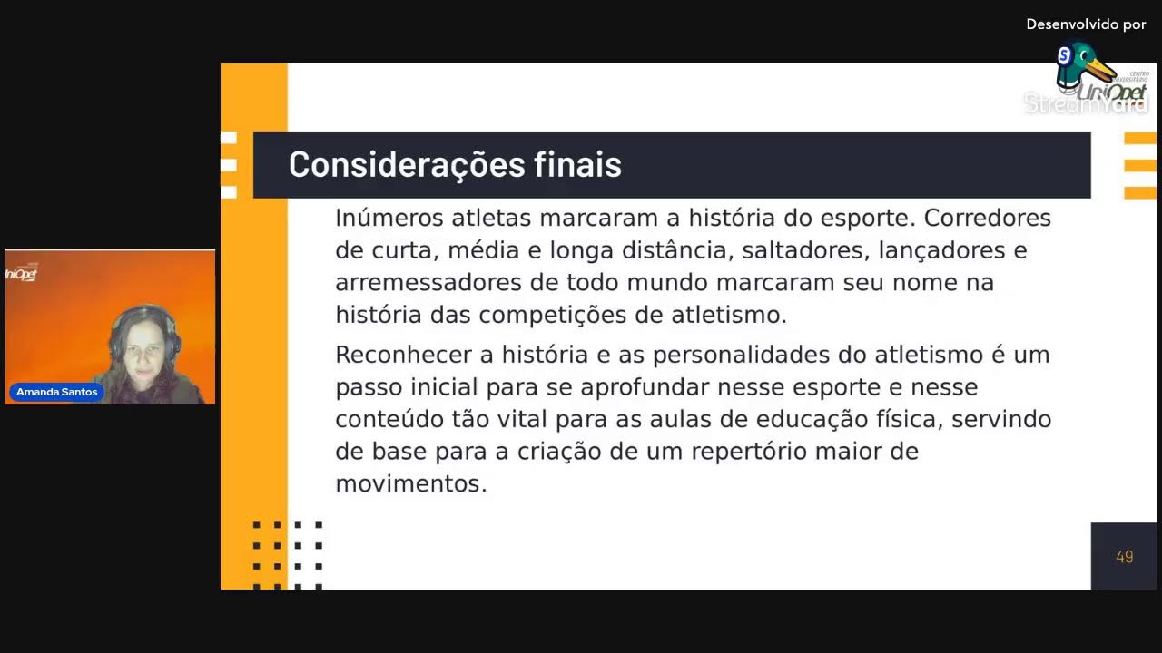 15/OUT - 19:10h- Esportes (Lutas e Atletismo) - Profa. Amanda Santos