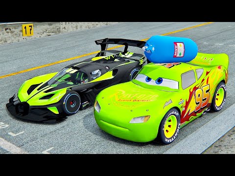 Lightning McQueen NOS Edition vs Bugatti Bolide GTR - Drag Race 10 KM