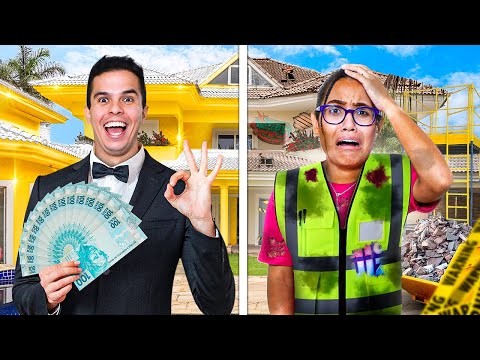 DIVIDIMOS A MANSÃO NO MEIO E O ÚLTIMO A SAIR DA SUA METADE, VENCE!